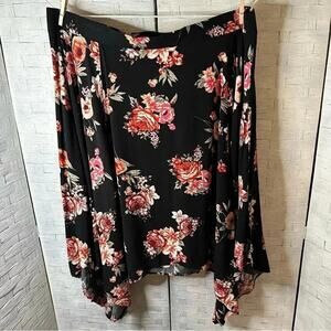 Torrid Womens Skirt asymmetrical floral elastic‎ band back romantic Plus Size
